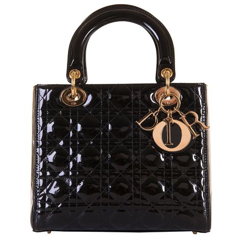 lady dior black patent gold hardware